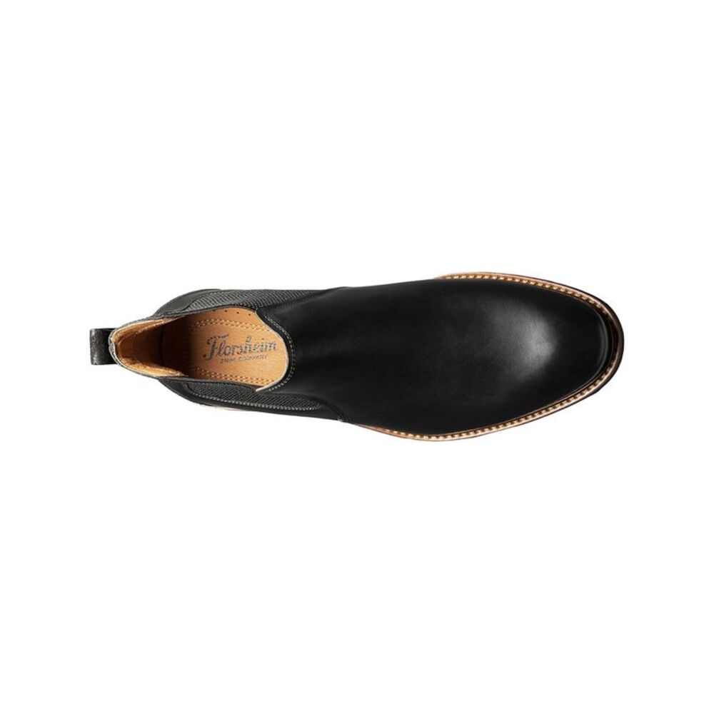 FLORSHEIM Mens Black Pull Tab Chalet Round Toe Block Heel Leather Chelsea 11.5 M - Picture 3 of 4